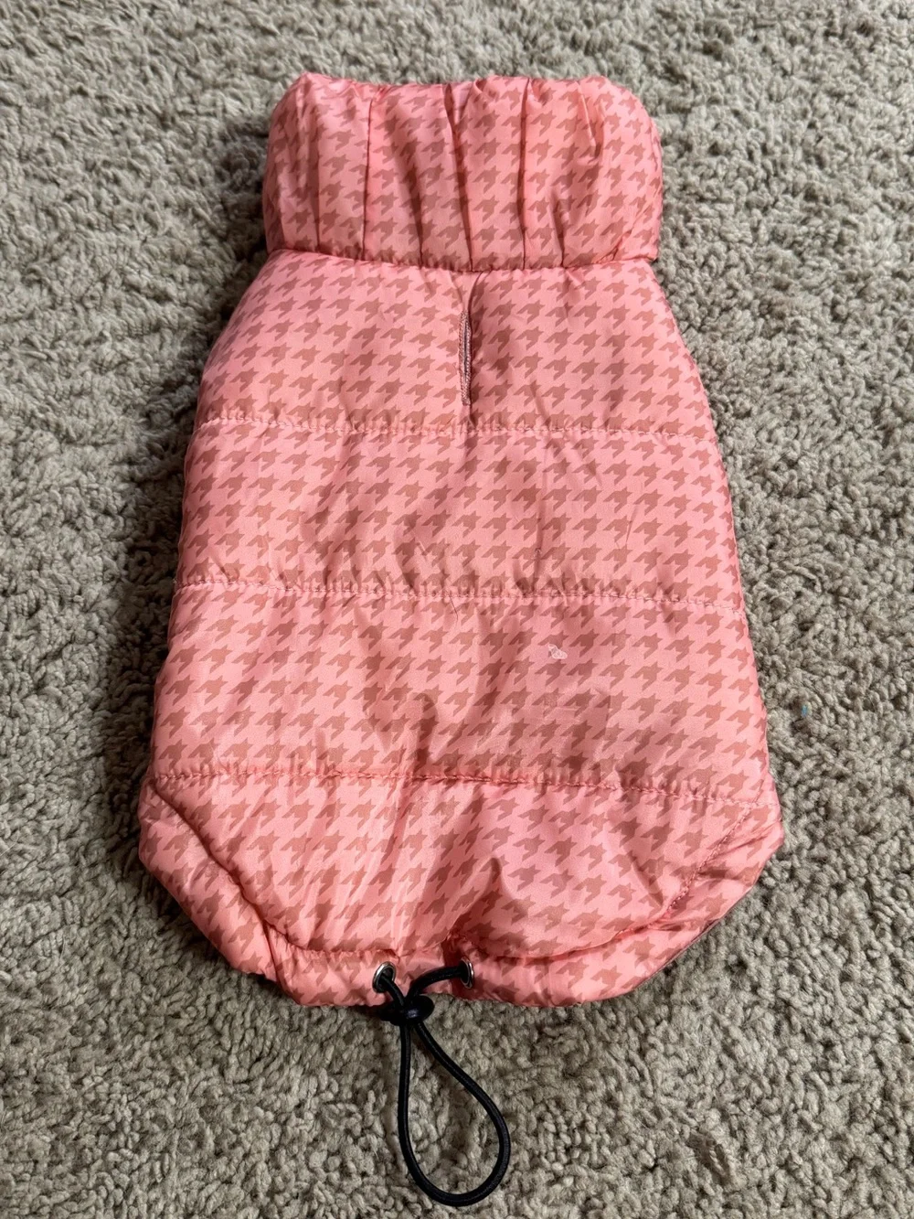 Pink Houndstooth Puffer Dog Coat